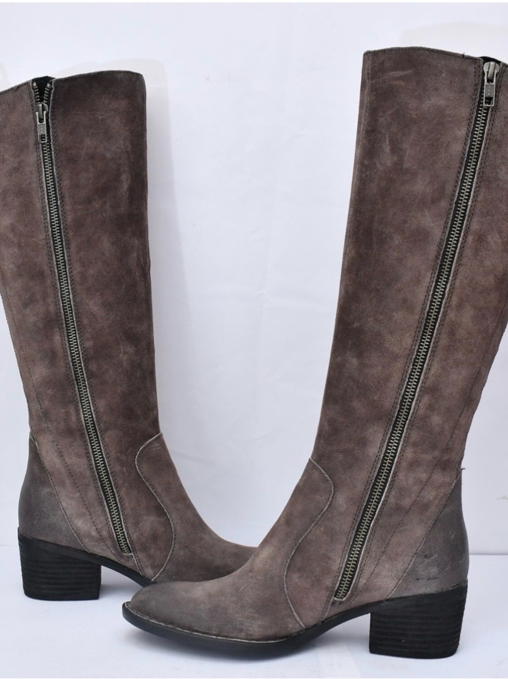 Born Knee-High Suede Boots in Gray-Brown Size 9